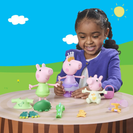 G2508,Peppa Pig Set 3 Purcelusi Care Se Imbraca Cu Figurine Si Accesorii