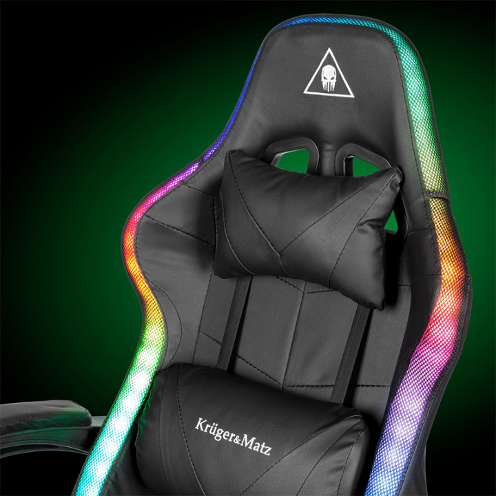 SCAUN GAMING GX-150 NEGRU LED MASAJ...