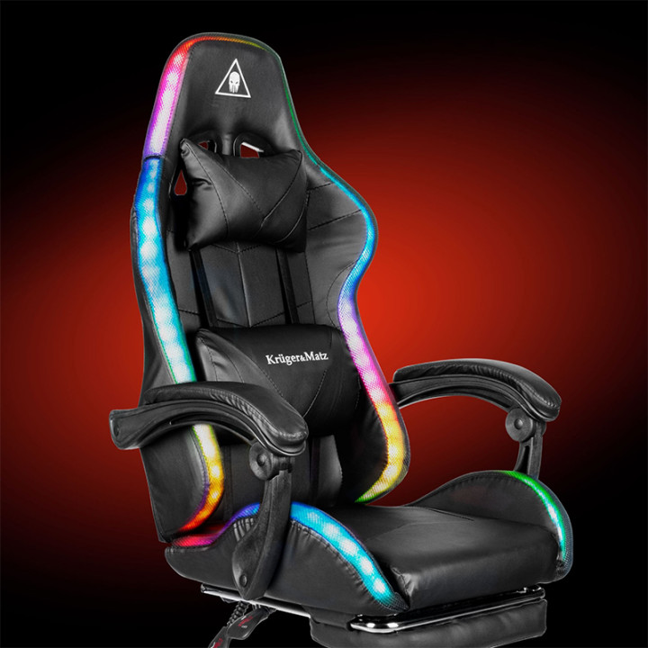 SCAUN GAMING GX-150 NEGRU LED MASAJ...