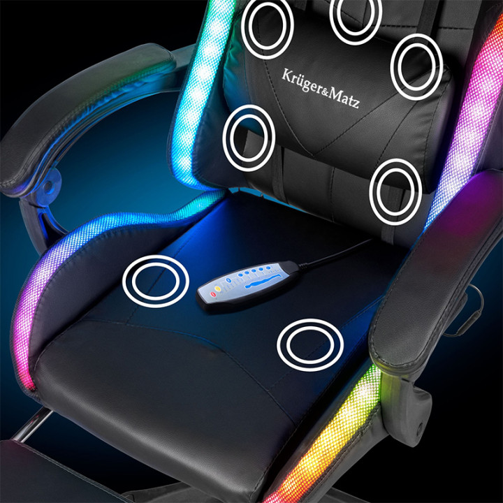 SCAUN GAMING GX-150 NEGRU LED MASAJ...