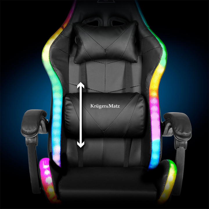 SCAUN GAMING GX-150 NEGRU LED MASAJ...