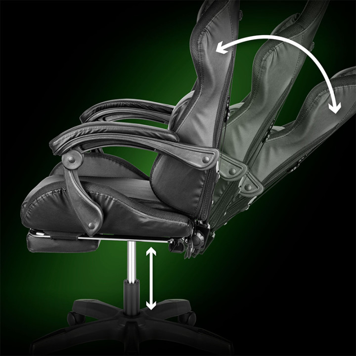 SCAUN GAMING GX-150 NEGRU LED MASAJ...