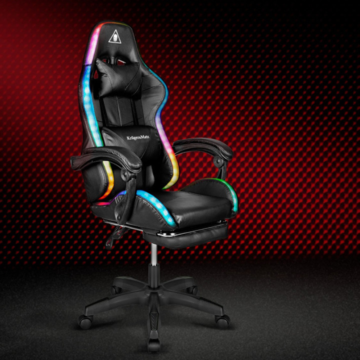 SCAUN GAMING GX-150 NEGRU LED MASAJ...