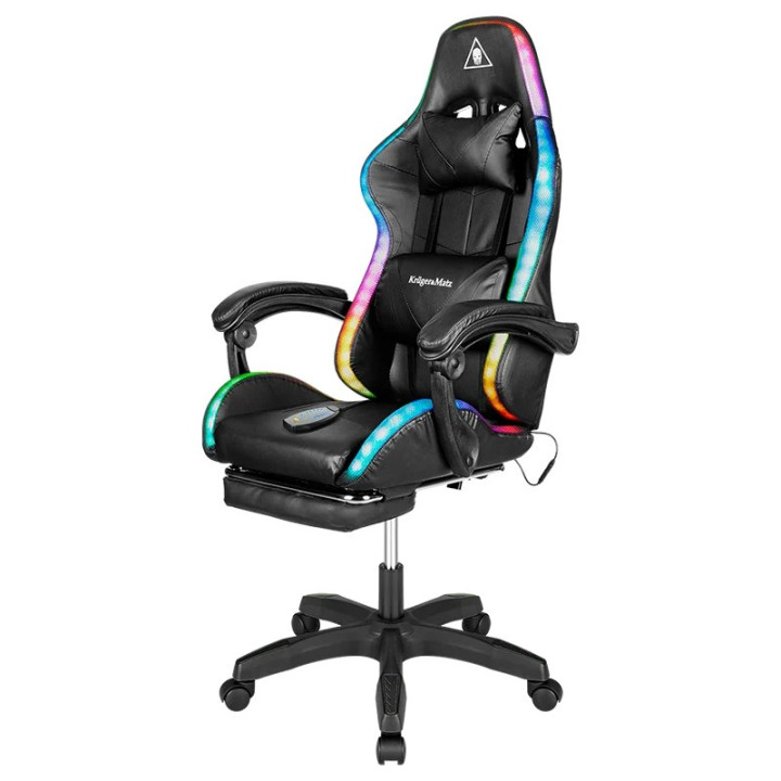 SCAUN GAMING GX-150 NEGRU LED MASAJ...