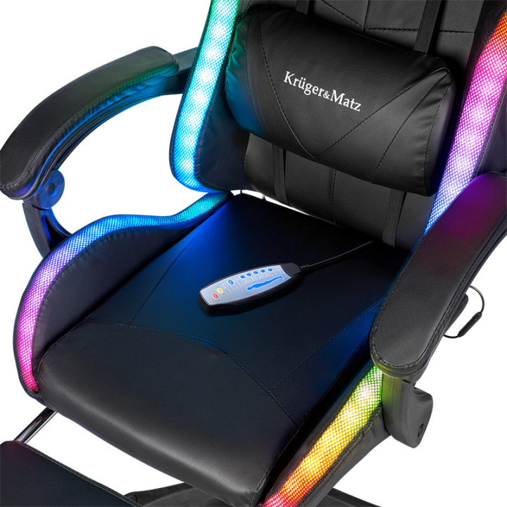 SCAUN GAMING GX-150 NEGRU LED MASAJ...