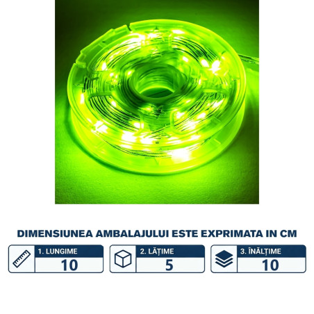 Instalatie pom Craciun, 100 becuri, 10 m, verde