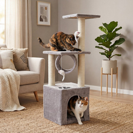 Ansamblu de joaca pentru pisici Rebel Animals RA-1002, 30 x 30 x 92 cm