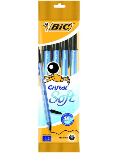 Pix BIC Cristal Soft, 4 buc, negru,918526