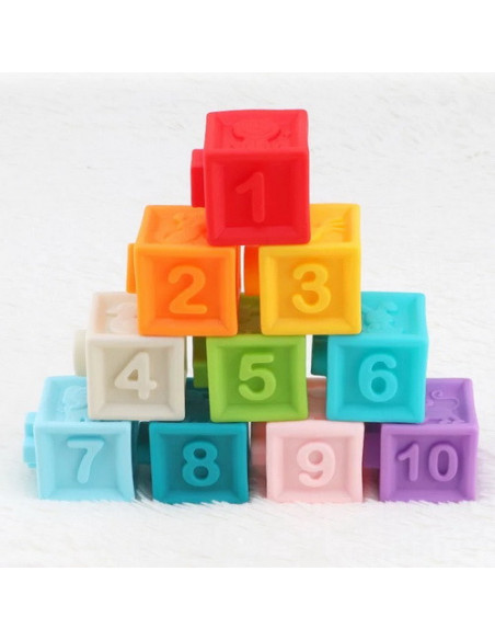 Set 10 Cuburi Soft Cu Cifre Si Culori Diferite,HE0232