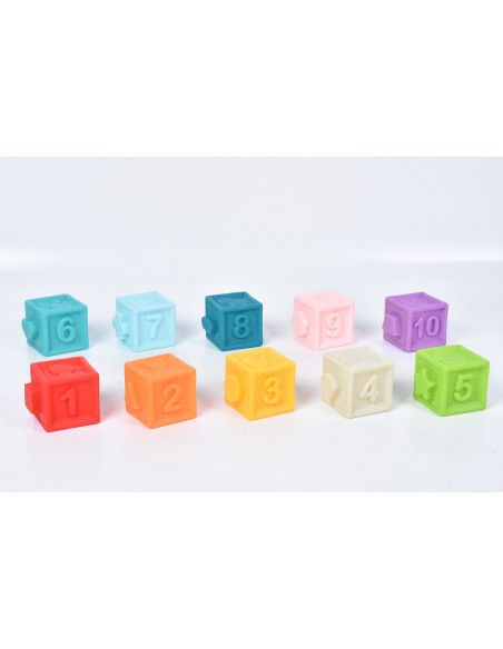 Set 10 Cuburi Soft Cu Cifre Si Culori Diferite,HE0232
