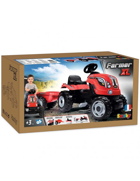 Tractor cu pedale si remorca Smoby Farmer XL rosu,S7600710108