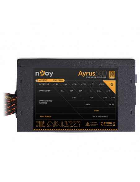SURSA NJOY Ayrus 500, 500 W, ATX 12V V2.3, fan 120 mm x 1, 80