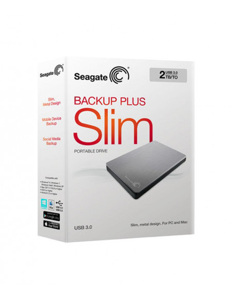 HDD Extern Seagate Backup Plus Slim, 1TB, Alb, USB