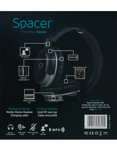 CASTI Spacer, wireless, standard, utilizare multimedia