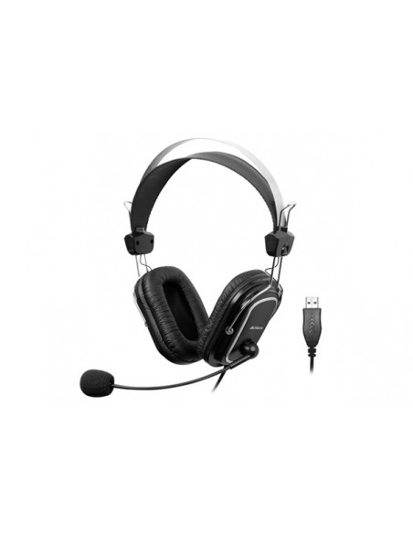 HU-50,CASTI A4tech, cu fir, standard, utilizare multimedia, microfon pe brat, conectare prin USB 2.0, negru / argintiu, "HU-50",
