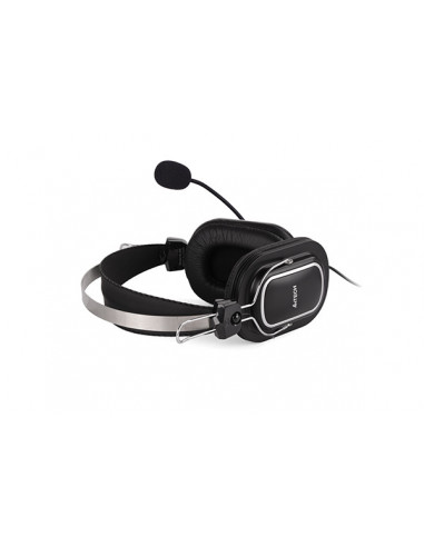 HU-50,CASTI A4tech, cu fir, standard, utilizare multimedia, microfon pe brat, conectare prin USB 2.0, negru / argintiu, "HU-50",