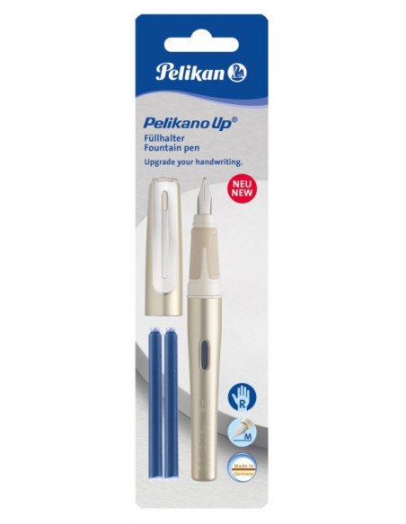 802710,Stilou Pelikano Up Penita M Pentru Dreptaci Champagne 2 Patroane mari Blister