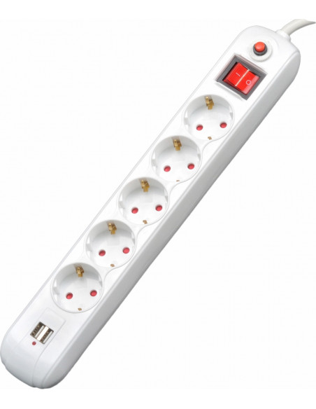 PRELUNGITOR SPACER, Schuko x 5, conectare prin Schuko (T), USB PRELUNGITOR SPACER, Schuko x 5, conectare prin Schuko (T), USB