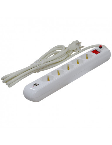 PRELUNGITOR SPACER, Schuko x 5, conectare prin Schuko (T), USB PRELUNGITOR SPACER, Schuko x 5, conectare prin Schuko (T), USB