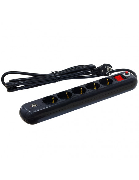 PRELUNGITOR SPACER, Schuko x 5, conectare prin Schuko (T), USB