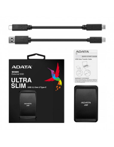ASC685-250GU32G2-CBK,SSD USB-C 250GB EXT. BLACK/ASC685-250GU32G2-CBK ADATA