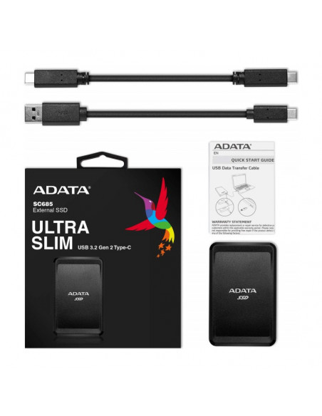 ASC685-250GU32G2-CBK,SSD USB-C 250GB EXT. BLACK/ASC685-250GU32G2-CBK ADATA