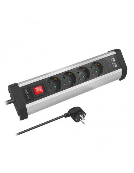 PRELUNGITOR LOGILINK, Schuko x 4, conectare prin Schuko (T)