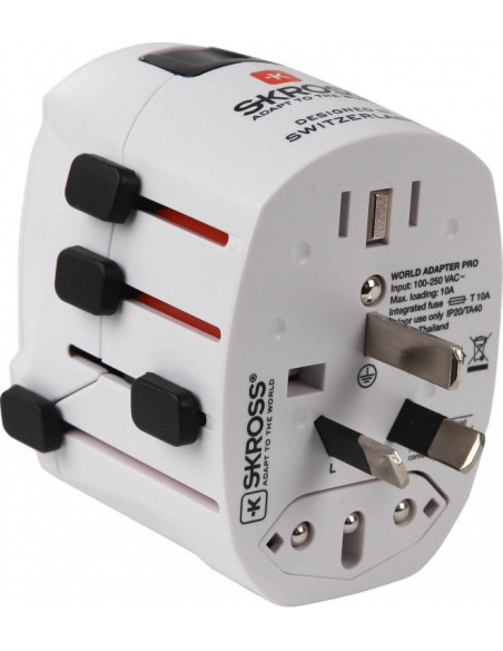 ADAPTOR universal SKROSS, Schuko x 1, Socket Universal x 1