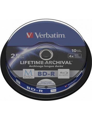 BD-R VERBATIM 25GB, viteza 4x, 10 buc, spindle, printabil