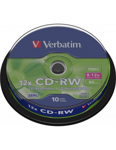 CD-RW VERBATIM 700MB, 80min, viteza 8-12x, 10 buc, spindle