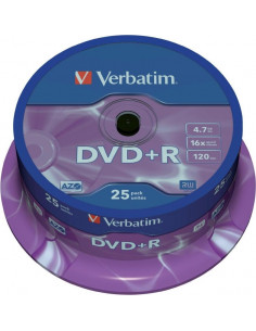 DVD+R VERBATIM 4.7GB, 120min, viteza 16x, 25 buc, Single Layer