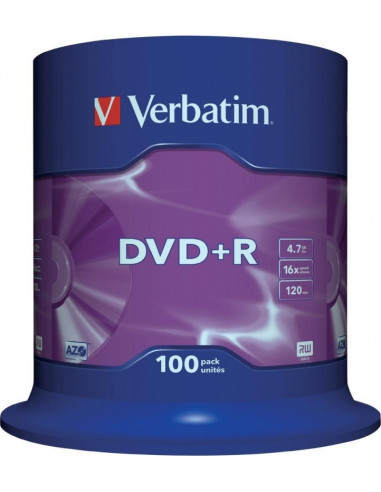 DVD+R VERBATIM 4.7GB, 120min, viteza 16x, 100 buc, Single