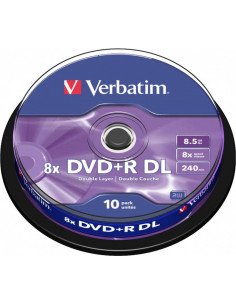 DVD+R VERBATIM 8.5GB, 240min, viteza 8x, 10 buc, Double Layer