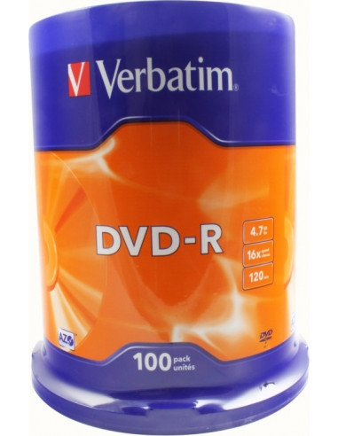 DVD-R VERBATIM 4.7GB, 120min, viteza 16x, 100 buc, Single