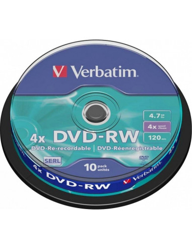 DVD-RW VERBATIM 4.7GB, 120min, viteza 4x, 10 buc, Single Layer