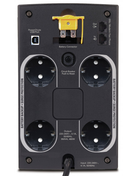 UPS APC, "Back-UPS BX", Line Int., mini tower, 950VA/480W, AVR