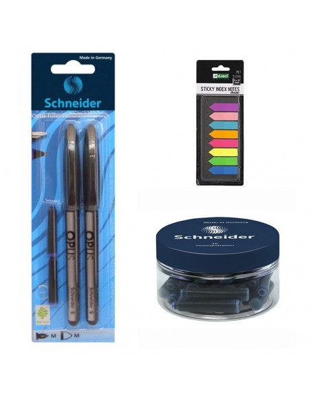 Set Stilou, Roller Negru, 30 Rezerve Schneider si Sticky Index