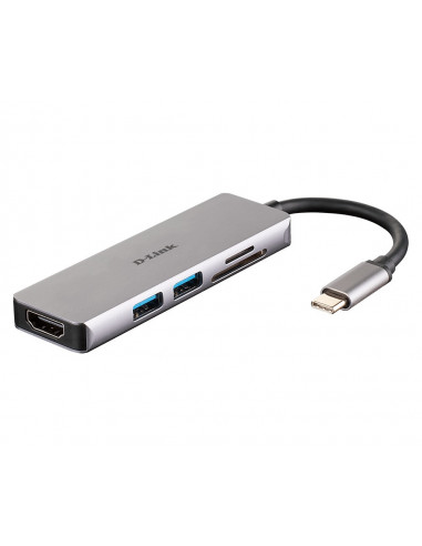 HUB extern D-LINK, porturi SD/microSD Dual Card Reader x 1, USB