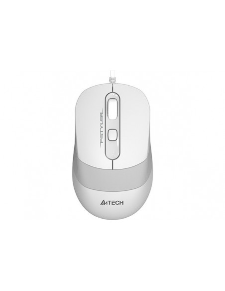 FM10 WHITE,MOUSE A4TECH NB sau PC, cu fir, USB, optic, 1600 dpi, butoane/scroll 4/1, negru / alb, "FM10 White" (include TV 0.15 