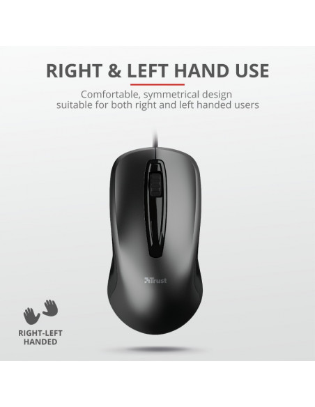 MOUSE TRUST, "Carve" notebook, PC, cu fir, optic, USB, 1200