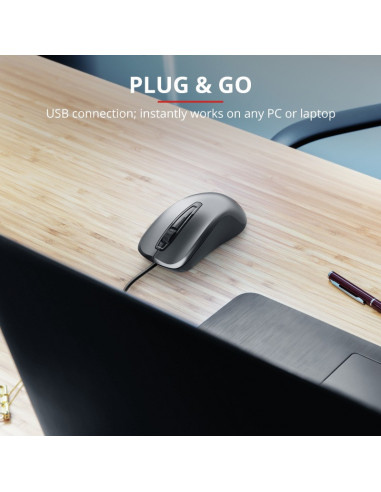 MOUSE TRUST, "Carve" notebook, PC, cu fir, optic, USB, 1200