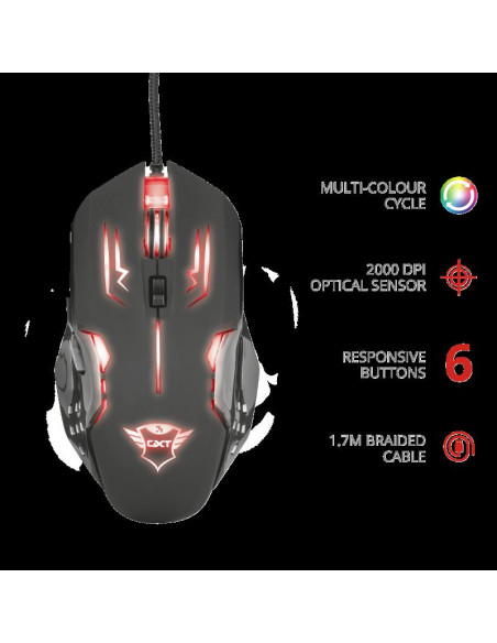MOUSE TRUST, "GXT 108 Rava" gaming, cu fir, optic, USB, 2000