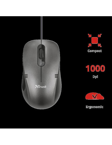 MOUSE TRUST, "Ivero Compact" notebook, PC, cu fir, optic, USB