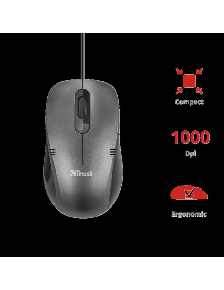 MOUSE TRUST, "Ivero Compact" notebook, PC, cu fir, optic, USB