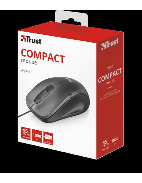 MOUSE TRUST, "Ivero Compact" notebook, PC, cu fir, optic, USB