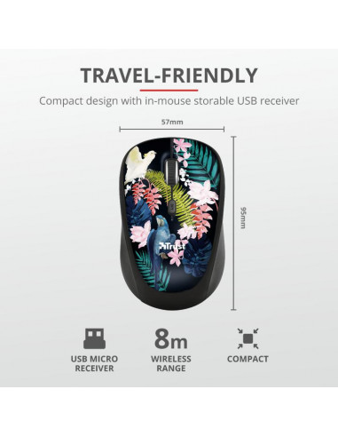 MOUSE TRUST, "Yvi" notebook, PC, wireless, optic, USB, 1600
