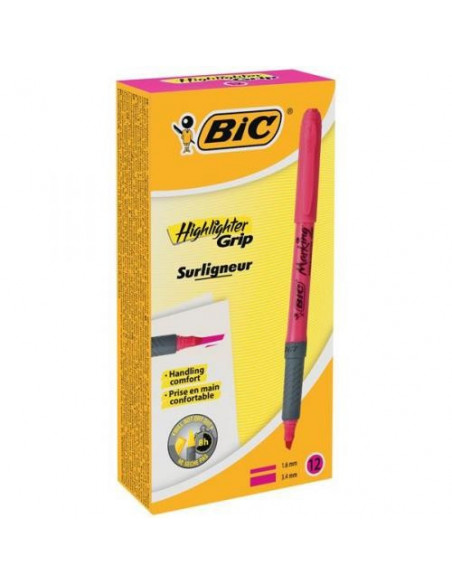 Evidentiator BIC Brite Liner Grip, roz, 12 buc/cutie,811934