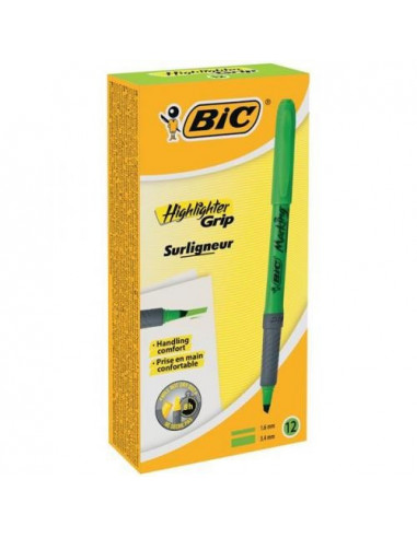 Evidentiator BIC Brite Liner Grip, verde, 12 buc/cutie,811932