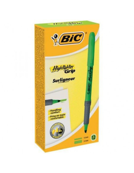 Evidentiator BIC Brite Liner Grip, verde, 12 buc/cutie,811932