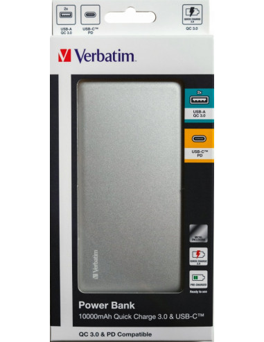 POWER BANK VERBATIM 10000mAh, 2 x USB Quick Charge 3.0 &ampamp